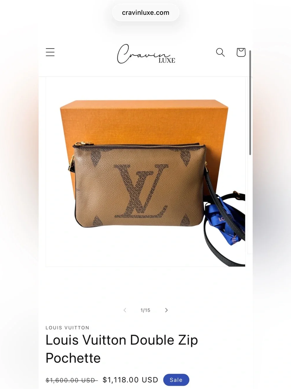 Louis Vuitton Double Zip Pochette Handbag Giant Reverse Monogram